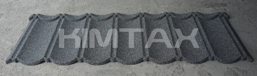 China Factory Blue Color Stone Chip Coated Metal Flat Roof Tiles for House