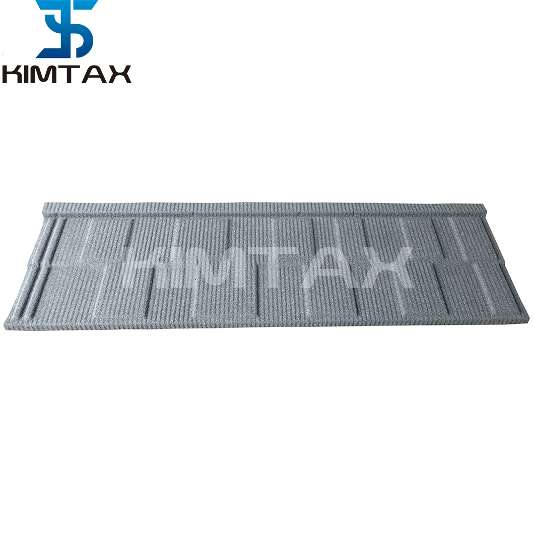 China Factory Blue Color Stone Chip Coated Metal Flat Roof Tiles for House